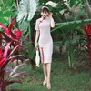 Ubrania etniczne Oriental Styl Plaid Modern Cheongsam China Długie sukienki Qi pao kobiety chińskie tradycyjne orientale codzienna sukienka qipao