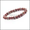 Beaded Strands 8Mm Natural Stone Volcanic Rock Yoga Bracelet Can Promote The Generation To Ensure Health Of Human Body Drop Deliver Dhgnm