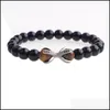 Brins de perles Bracelet en agate noire Micro incrusté de zircon en alliage octogonal Hommes et femmes Personnalité Drop Delivery Bijoux Bracelets Dhebw