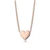 Kedjor silver 925 smycken rosa virvel hjärta collier halsband för kvinnor present sterling charms original pendantchains