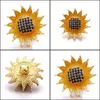 Verschlüsse Haken Strass Gadget Gold 18 mm Druckknopfverschluss Sonnenblume Charms für Snaps DIY Schmuckzubehör Lieferanten Geschenk Drop Del Dhrrp