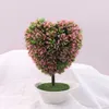 Fleurs décoratives Romantique Plantes Artificielles Bonsaï Amour Coeur Arbre Pot Faux Rose Fleur En Pot Maison Ornement Décor El Jardin Cadeau