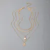 Chains Bohemian Gold Color Lock Pendant Neckalce For Women Charms Letter M Multilayer Sweater Chain Jewelry Collar 16415