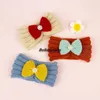 Hair Accessories Baby Hearwear Infant Knitting With Pure Color Bow Girl Headband Children Wool Ear Warm Headdress Cap