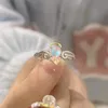 Anjo romântico e asas demoníaco anéis de casal para mulheres góticas moonstone ajustável de abertura de dedo jóias de festas de anel masculino