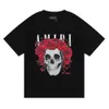 American Fashion Style Rose Skull Printed Cotton Short Sleeve T-shirt Men och kvinnors samma stora pullover Kort ärm