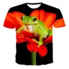 Herren-T-Shirts, Sommer, 3D-Animal-Print, kurzärmeliges T-Shirt für Männer und Frauen, Kinder-Frosch-Muster, O-Ausschnitt, atmungsaktive Sport-Tops.