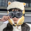 Berets Women Russian Hat Trapper Bomber Warm Trooper Ear Flaps Winter Ski Cold Anti Snow Hats With Glasses