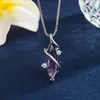 Pendant Necklaces Luxury Fashoin Graceful Irregular Design Crystal Necklace Purple Blue Color For Women Jewelry Accessories