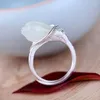 Clusterringen ingelegde natuurlijke hetian witte jade opening verstelbare ring Chinese retro magnolia bloem hanger vrouwelijk merk sieraden