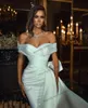 Hochzeitskleid Andere Kleider Elegantes Satin-Meerjungfrau-Kleid mit Überrock Perlen-Falten-Brautkleider Vestido De Novia Zweites EmpfangskleidAndere