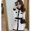 Casual Dresses Y2k Autumn Winter Knitted Dress French Style Small Fragrance Wind Waist Was Thin Temperament Base Sweater Women'S