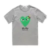 デザイナーティーメンズTシャツcom des garconsプレイグリーンハート半袖TシャツグレーXLブランド