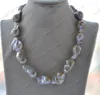 سلاسل Z11878 Big 17 '' 28mm Lavender Baroque Reborn Keshi Pearl Necklace