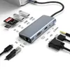 USB-C Docking Station Type C Adapter HUB with 4K PD Gigabit Ethernet VGA Audio SD/TF 9 Ports Expander