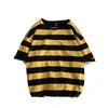 Men's T Shirts Korean Men's Stripe Full Match T-shirt Summer Casual Oversized Basic Harayuku Ulzzang Short Sleeve