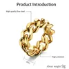 Band Rings Cuban Chain Ring for Women Thick Gold Color Mens Chunky Link Statement Unisex Wedding Jewelry Father Day Gift Aa230306