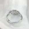 Wedding Rings AEAW 2ctw 6 5mm Round Cut Engagement Diamond Double Halo Platinum Plated Sier 230307
