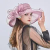 Wide Brim Hats EST Summer Hoilday Fashion Elegant Lady Flower Sun Sun Hat Femme Wedding Tea Party Travel Cap