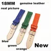 Watch Bands Wholesale 10PCS/lots 18mm Genuine Leather Band Strap Blue Green Orange Color Available - 091303