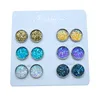 Brincos de garanhão pares/conjunto de 12 mm de 12 mm Drruzy Set Bling Sparkly Resin Soxless Aço Ear Studs Charm Femme JewelryStud