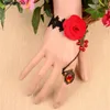 Charme Armbänder Spitze Armband Modeschmuck Rote Rose Blume Temperament Von Kristall Mit Ring Eins Einstellbar