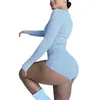 حللا للسيدات رومبيز أزياء نساء مثير بذلة رومبير زر الصلبة الزر الأكمام الطويلة الضيقة bodysuit