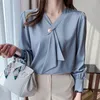 Camicette da donna Chikichi Fashion Office Ladies Camicie in chiffon Primavera 2023 Camicia a maniche lunghe Donna Blu Retro in stile Hong Kong Party