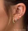 Boucles d'oreilles créoles 925 boucles d'oreilles en argent Sterling personnalité de la mode bleu Zircon rond Turquoise oreille anneau os boucle sauvage mignon bijoux