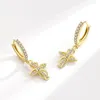 Hoop Earrings Trendy Clear Zircon Cross Piercing For Women Girls Pendientes Wedding Party Korean Jewelry Gift Eh416