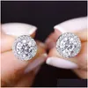 Jewelry Luxury 925 Sterling Sier Diamond Earings For Women 6Mm Small Stud Christmas Gift Bridal Wedding Accessories Earring Drop Del Dhptt