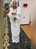 Ethnic Clothing White Lace Ladies Clothes O-Neck Batwing Sleeve Party Club Dress 2023 Plus Size African Dresses For Women Long Maxi