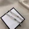 Posrebrzane duchy męskie luksusowe bransoletki Projektant dla kobiet wyrzeźbić czaszkę proste podwójne g metalowy łańcuch kubański charms cjewelers projektant bransoletka ZB029 E23