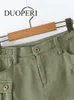 Women's Shorts DUOPERI Women Fashion Cargo Denim Skirt Shorts With Belt High Waist Zipper Fly Female Pants Mujer 230306