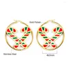 Hoop Earrings 2023 Antiallergic Stainless Steel Christmas Festival Jewellry Gift For Girl/Women Crutch Pattern Fashion Jewelry