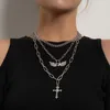 Anhänger Halsketten Punk Dicke Kette Herz Engel Kreuz Halskette Für Frauen Vintage Übertriebene Geometrische Ketten Colar Schmuck Geschenk