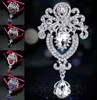 Diamões Crystal Crown Drop Broches Pins Corage Clipes de lenço de noivado Broche de casamento para homens jóias de homens e presente de areia