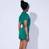 Aktywne zestawy zwykłe Terry Naked-Feel Sporty sportowe spódnica dla kobiet trening joga taniec tańca z uprawy z krótkim rękawem