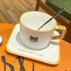 Tazze Da Pranzo Cucina Utensili Per Bere Tazza Da Caffè E Piattino Set Creativo Orso Cartone Animato Ceramica Ufficio Tè Pomeridiano