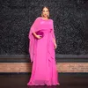 Elegante moeder van de bruid jurken hete roze o-neck chiffon ruches formele feestjurken Vestidos para madre de novia 2023