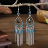 Bengelen oorbellen etnisch kleurrijk kristal lange kwastje voor vrouwen bruidswater drop bungelende feestje bruiloft sieraden geschenken