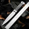 1st H9401 Survival Straight Knife 9Cr18Mov Satin Blade Full Tang Ebony Handle Outdoor Camping Hunting Fishing Fixed Blade Knives With Leather Mante