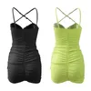 Casual Dresses Style Women Camisole Elastic Dress Sexig ihålig Design Double Loop Fastener Högkvalitativa eleganta damkjolar