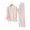 Women's Sleepwear Couples Sleepwear Casual Solid Color Long Sleeve Long Trousers Pajama Set Couple Cotton Viscose Sleepwear Set Pajamas for Women 230307