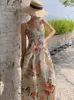 Casual jurken zomer dames bloemen spaghetti riem feest midi jurk dame elegante mode slanke avond promkleding vrouwelijk mouwloos