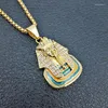 Pendentif Colliers Hip Hop Golden Hommes Femmes Charme Strass Chaînes Pharaon Égyptien Bling Dernier Roi Bijoux Cadeaux Pendentifs