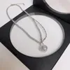 Pendant Necklaces Woman Stars Necklace Women Round Chain Lovers Jewelry Wedding Silver Color Trendy Kpop Party Metal Halskette