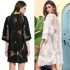 Sukienki swobodne kobiety solidne vintage kwiatowe luźne szalik Kimono Cardigan Boho szyfonowy letnia plaża sukienka