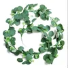 Fiori decorativi 195CM Foglie di eucalipto verde Vite Pianta artificiale in rattan Foglie di seta Viti per decorazioni per feste di compleanno di nozze