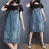 Röcke Sommer Lose Große Größe Hosenträger Kleid Ärmelloses Casual All-Match Denim Kleid Weibliche Trend Vintage Sommerkleid zh1476 230306